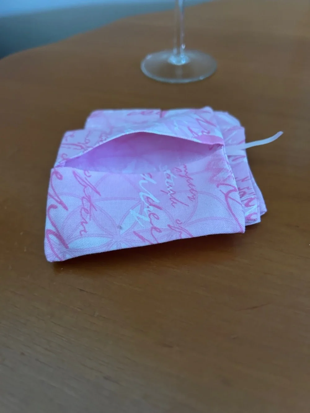 Pink Fabric Wine Glass Coasters